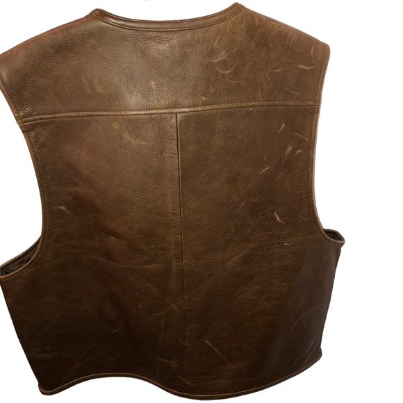 POLO Ralph Lauren Chocolate Brown Zip up LEATHER vest L - Picture 3 of 7